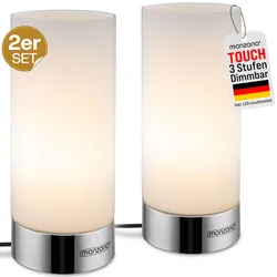 Monzana Tischlampe Golau 2er Set (Chrome mit Glas)