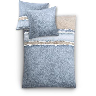 Bettwäsche KLEINE WOLKE "Marea", blau (mare), B/L: 135cm x 200cm, Mako-Satin, B/L: 80cm x 80cm, 2 Stk., Mako-Satin, Obermaterial: 100% Baumwolle, Bettwäsche, Bettwäsche, mit Streifen