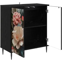 vidaXL, Kommode + Sideboard, Sideboard BORNE Schwarz Eichen-Optik 69 x 33 x 76 cm (33 x 33 x 76 cm)