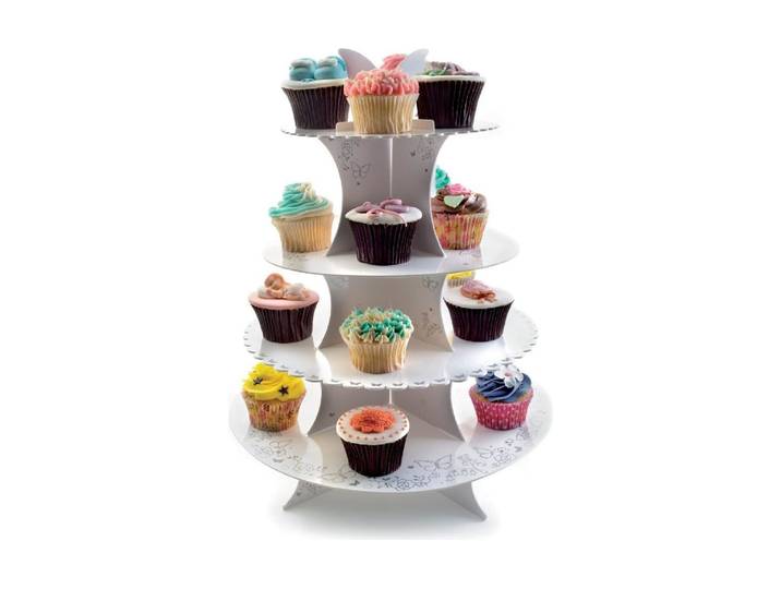 Etagere Ibili 16/20 Muffins 34.5 x 44 cm , weiss (weiß), H:44cm Ø:34,5cm, Kunststoff, Servierplatten, Etagere