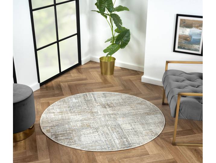 Teppich My Taste , beige (creme, hellgrau, altgoldfarben), H:10mm Ø:120cm, Polyester, MYFLAIR MÖBEL & ACCESSOIRES, Teppiche, Teppich, Kurzflor, modernes Design, besonders weich, auch in rund erhältlich