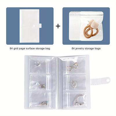 84 Gitter/1 Satz oder 160 Gitter mit kleinen Beuteln Schmuckaufbewahrungsbox: Ohrringe, Antioxidationsringe, Armbänder, transparente staubdichte Aufbewahrungsbeutel für Halsketten, Accessoires,