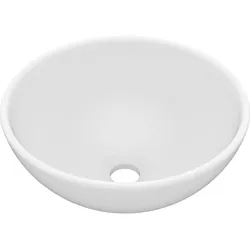 vidaXL Luxus-Waschbecken Rund Matt Weiß 32,5x14 cm Keramik