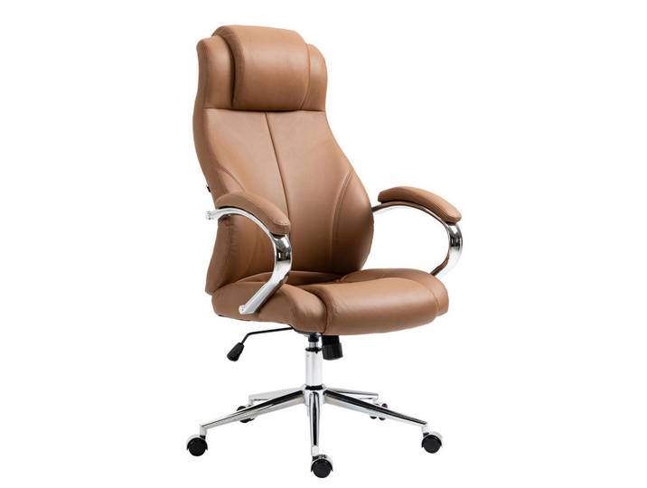CLP Chefsessel Echtleder hellbraun, Hellbraun, Metall, 64x120x79 cm, Büromöbel, Bürostühle, Chefsessel