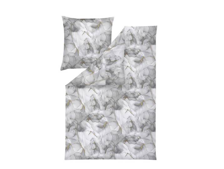 Estella Bettwäscheset, Silberfarben, Textil, Graphik, 160x210 cm, Textiles Vertrauen - Oeko-Tex®, pflegeleicht, Heimtextilien, Bettwäsche, Bettwäsche, Makosatin-Bettwäsche