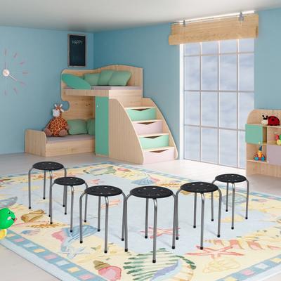 Lirago 17.5 Inch Set of 6 Portable Plastic Stack Stools with Metal Frame