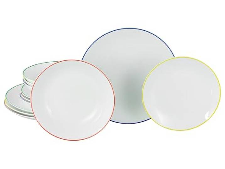 CreaTable\, 24057 Série Luna Color Line Service de table 12 pièces pour 4 personnes en porcelaine\, passe au lave-vaisselle et au micro-ondes\, production de qualité