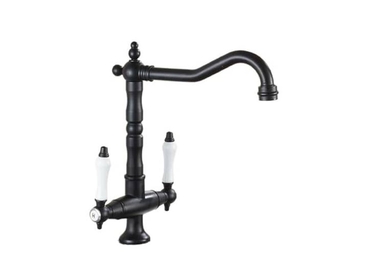 Küchenarmaturen Einloch-Wasserhahn Schwenkbare Badezimmer-Mischbatterie und heiße Küchenarmatur aus Goldmessing(Black)