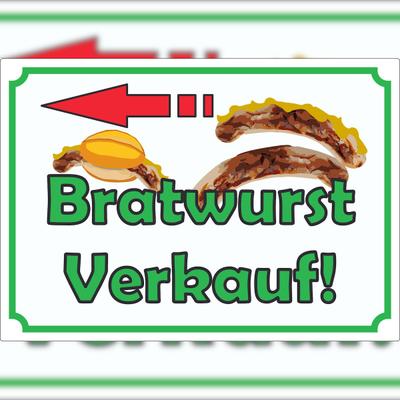 HB-Druck Bratwurst Werbeaufkleber Aufkleber mit Pfeil nach links A2 (420x594mm)