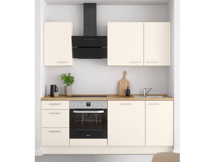 Küchenzeile High-Line Touch Variante B 210cm Ausrichtung links Beige/Magnolia/Eiche Sierra Dekor AEG