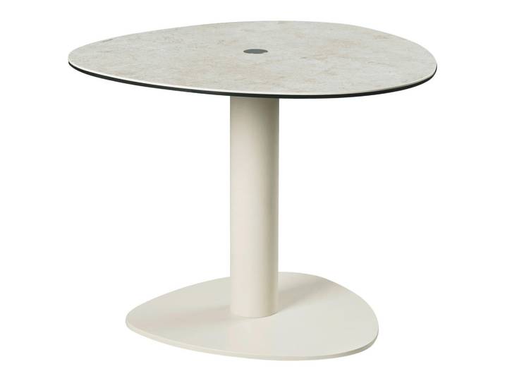 Belluti Couchtisch, Taupe, Grauweiss, Metall, Glas, Keramik, organisch, Bodenplatte, Rundrohr, 58x46-64x58 cm, höhenverstellbar, Wohnzimmer, Wohnzimmertische, Couchtische, Couchtische rund
