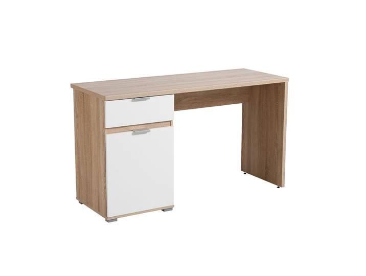 Schreibtisch HOME AFFAIRE Jan , braun (sonoma eiche, opaque weiß), B:130cm H:75,5cm T:50cm, Tische, Schreibtisch, in Scandi Optik, Home Office geeignet
