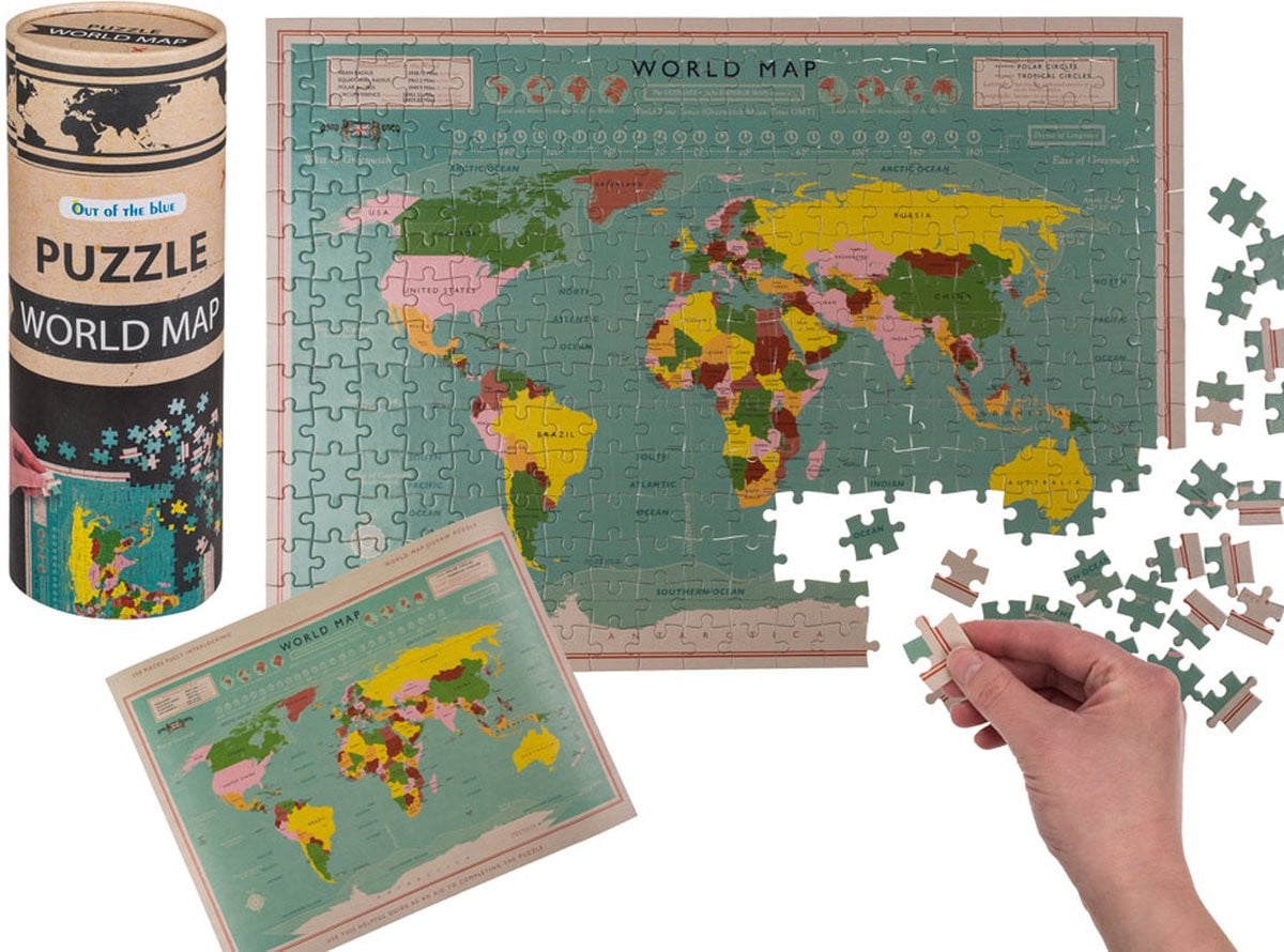 Wereldkaart Puzzel 300 Stukjes - Leerzame Kinder Legpuzzel