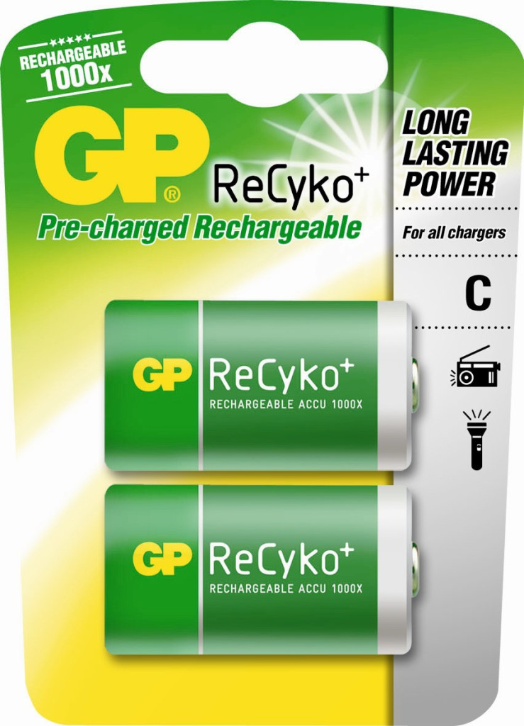 GP Batteries ReCyko+ C batterijen, 3000 mAh, nikkel-metaalhydride, universeel