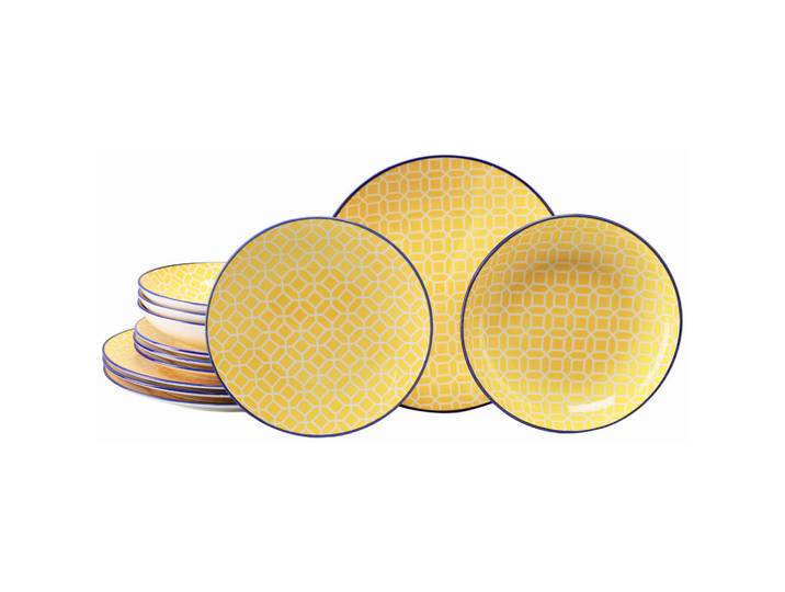 Creatable Tafelservice Mediterran Curry, Weiß, Currygelb, Keramik, 12-teilig, Mosaik, stapelbar, Essen & Trinken, Geschirr, Geschirr-Sets, Tafelservice