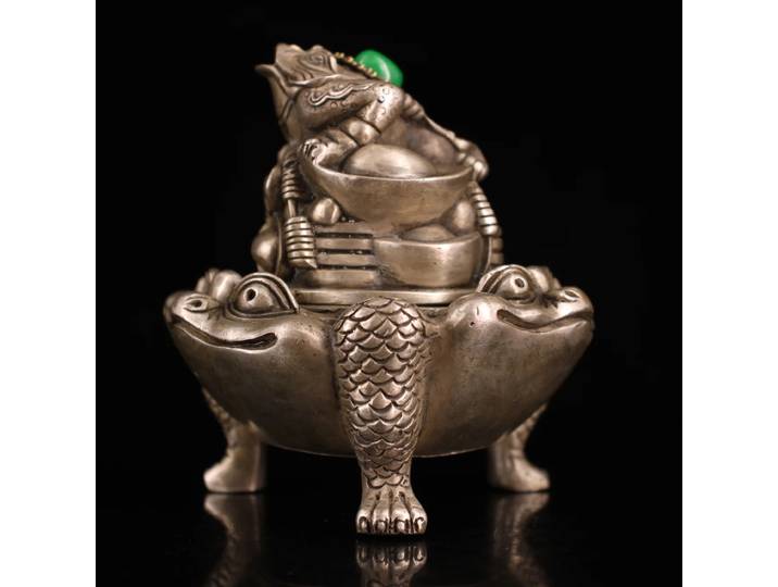 Ornements de Eva d'encens de statue de crapaud d'or, cuivre blanc, plaque d'argent de Chine