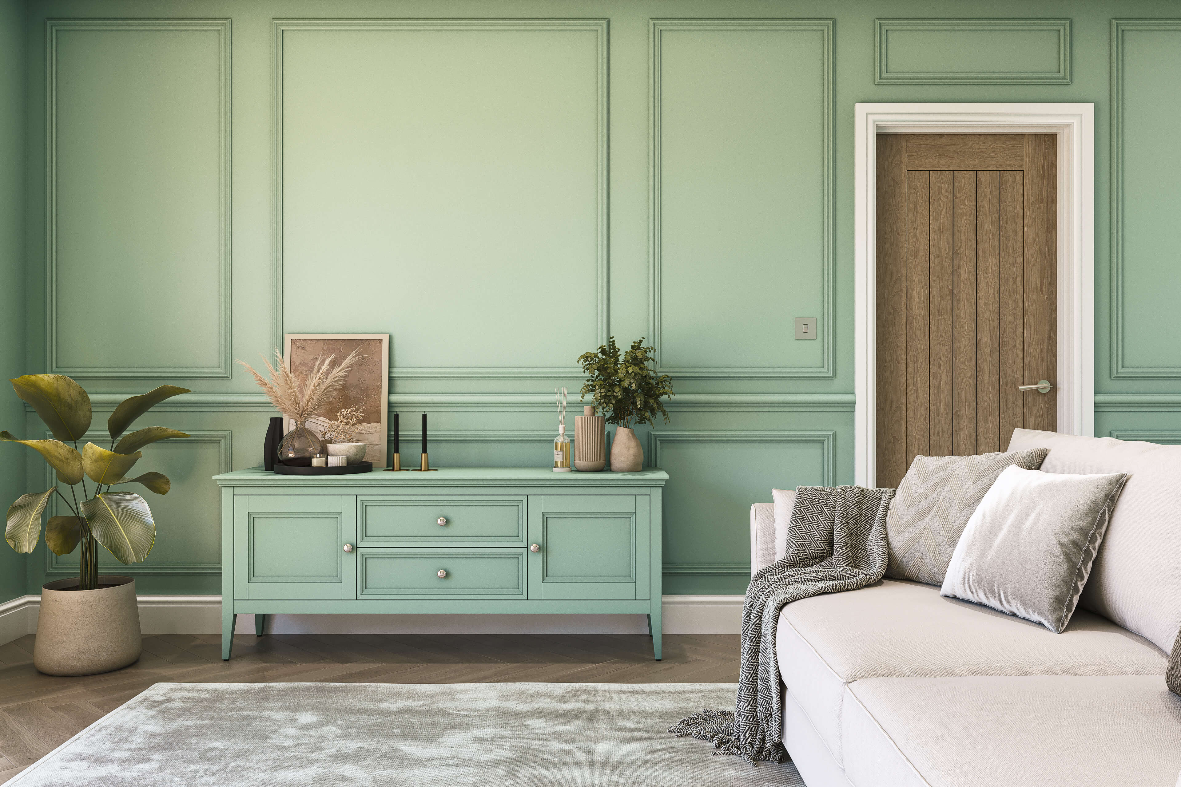 Hemway Chalk Based Furniture Paint   Chartwell Green   Shabby Chic   Chalky Matt Finish - Chartwell Green - 1L