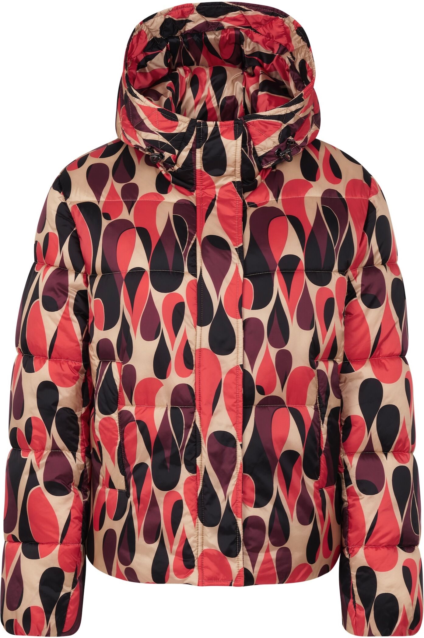 Kurzjacke BUGATTI, Damen, Gr. 42, rot, 100% Polyamid, bedruckt, regular fit, normaler Saum, Jacken Kurzjacke, mit idealer Wärmeisolierung
