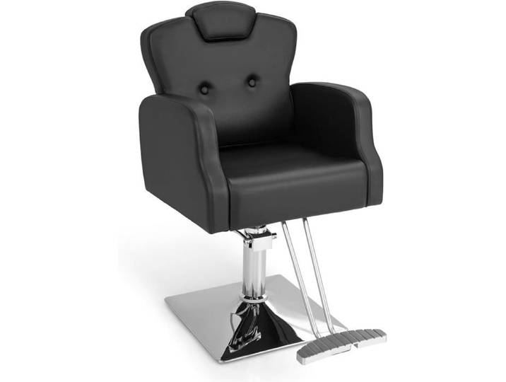 RELAX4LIFE Chaise de Coiffure Réglable en Hauteur et Rotative à 360° Repose-pieds Appui-tête & Dossier Réglables Charge 150 kg