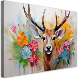 WANDBILD hirschblumen abstrakte tiere