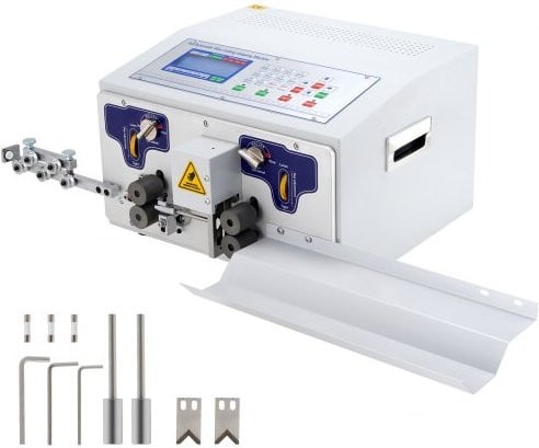 VEVOR Automatische Computergestuurde Draadstripmachine 300W met LCD-scherm, Kabelknipmachine voor 0,1-10 mm² met opvangplaat en gladmakker