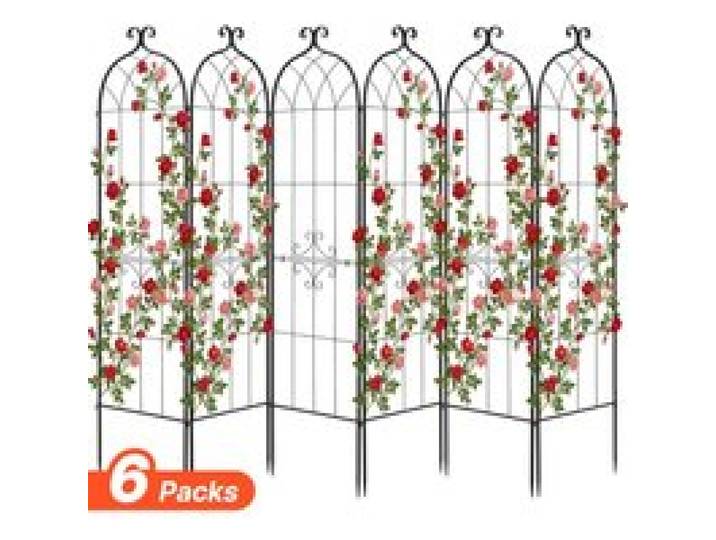 VEVOR Treillis de Jardin Métal 52,5x180 cm Support de Plante Grimpante Lot de 6 Treillis pour Rosiers, Tomates, Concombres, Fleurs Légumes Grimpants, avec Revêtement en Poudre, Système de Verrouillage
