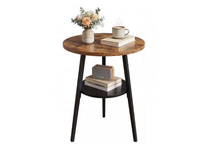 LuxusKollektion Beistelltisch Beistelltisch rund 2-Etagen Vintage Braun (1-St)