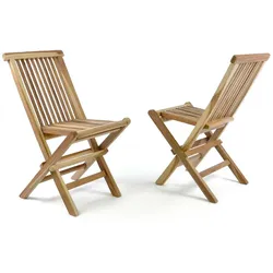 VCM 2er Set Kinder Klappstuhl Gartenstuhl   Teak Holz behandelt   Maße  H. 60 x B. 30 x T. 40cm