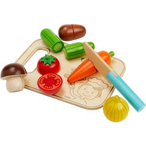 Haba Kinderküchen-Zubehör Creative Play, Gemüse-Set mit Brettchen & Messer, aus Holz, 8-teilig