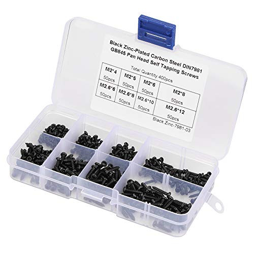 Zelftappendende Schroevenset Assortiment M2 M2.6 M3 - Zwart - Pak van 400 stuks