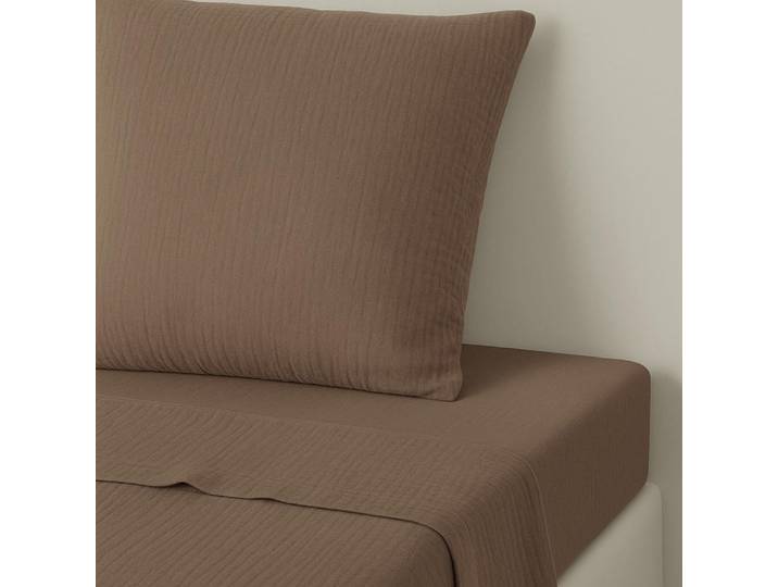 Drap plat gaze de coton 270x300 noisette