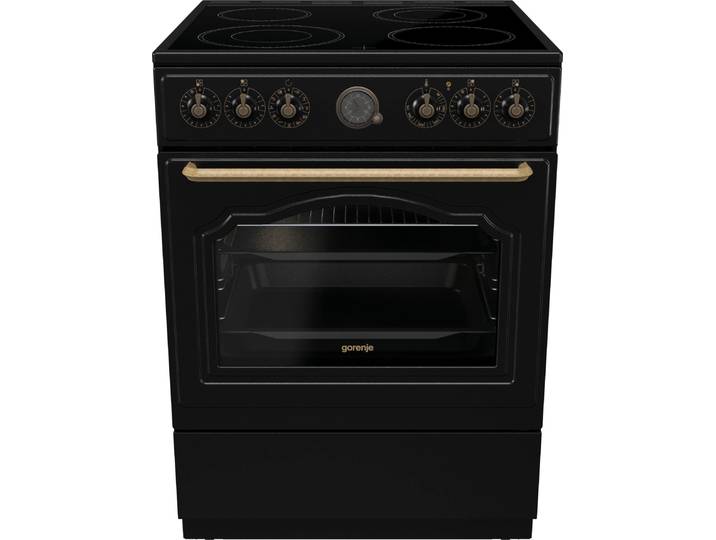 GORENJE Elektro-Standherd GECS6B70CL , Energieeffizienz: A, schwarz, Herdsets, Retro Design. Zeitlose Eleganz für jede Küche, Elektro-Standherd