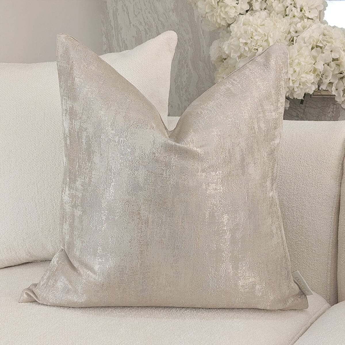 Tiana Cream & Gold Abstract Print Cushion Cover - 50x50cm