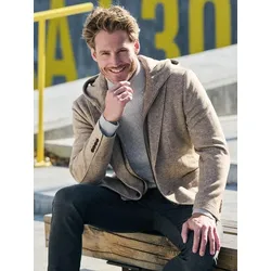 engbers Herren Freizeit-Sakko mit abnehmbarem Inlet mit Kapuze Beige slim fit uni - 52