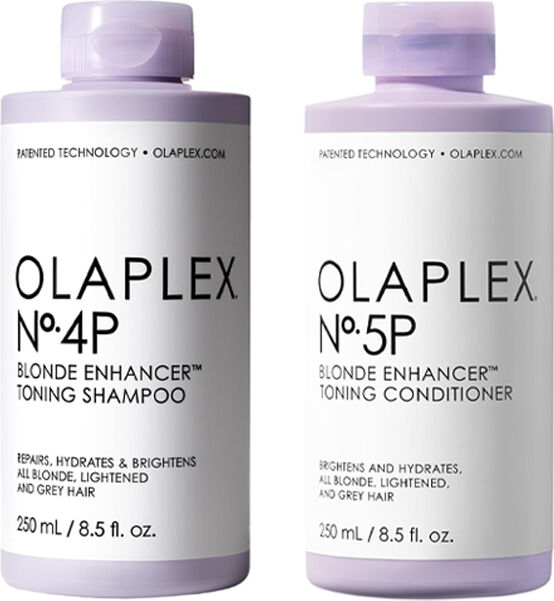 Olaplex No.4P Blonde Enhancer Toning Shampoo and No. 5P Blonde Enhance