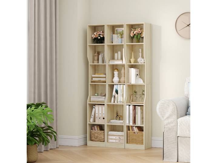 Bibliothèque, bibliothèque verticale à 6 niveaux, étagère fine, étagère sur pied, étagère cube, étagère de rangement, pour bureau, salon, chambre à coucher