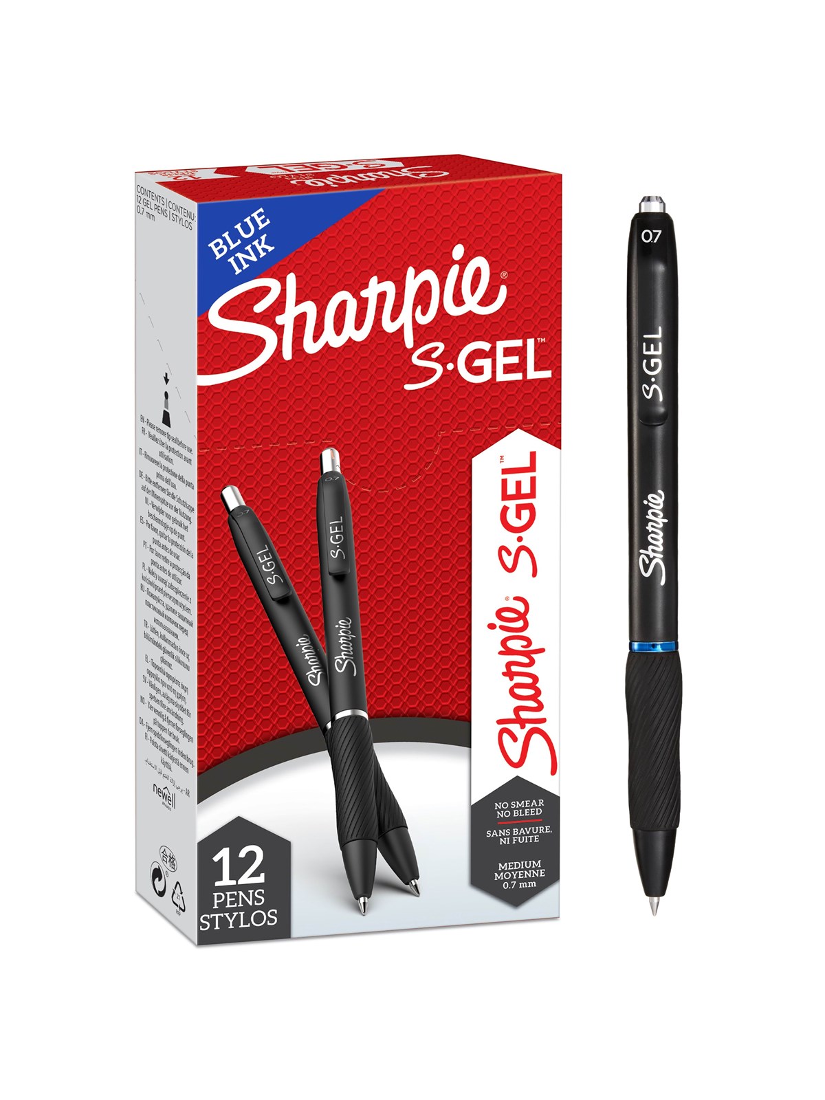 Sharpie S-Gel Gelstifte | mittlere Spitze (0,7 mm) | Gelschreiber mit blauer Tinte | 12 Stück