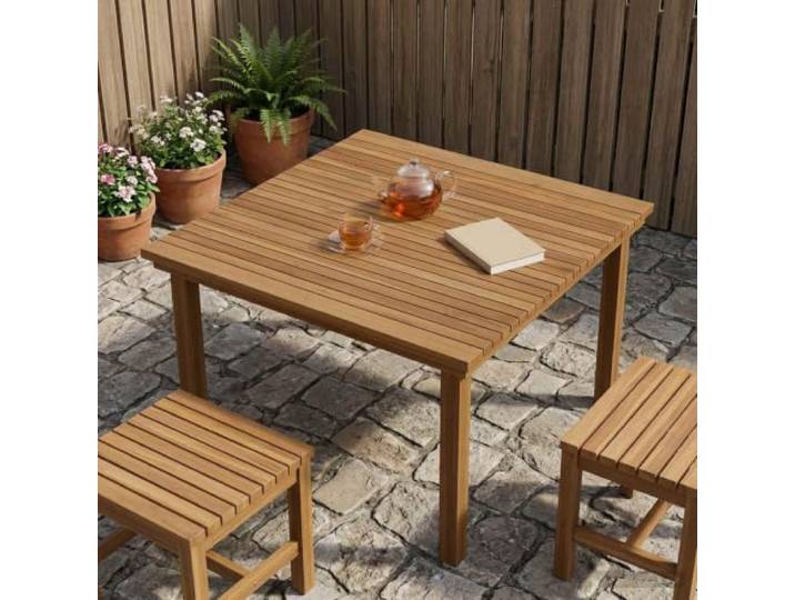 Quadratische Tischplatte 90 x 90 x 3,5 cm aus massivem Teakholz Braunton,individuelle Möbelstücke,drinnen und draußen,einsatzbereit ohne Montage,Pflege mit trockenem Tuch