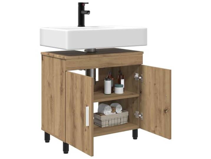 KTHLBRH Badmöbel Eiche Handwerk 60 x 35 x 60 cm Technisches Holz, reversible Tür, 1 Einlegeboden, Verwendung im Innenbereich