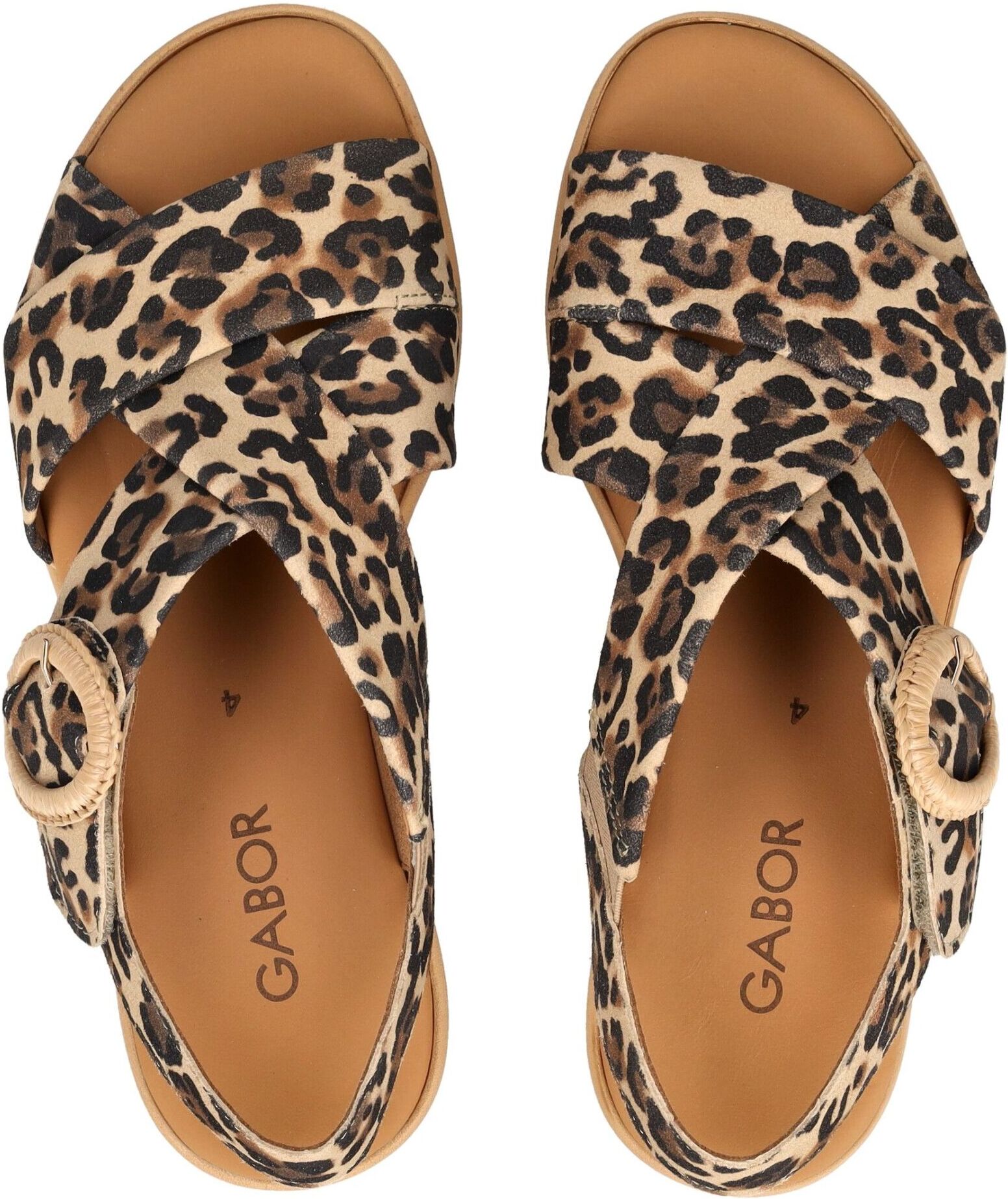 Keilsandalette GABOR "Gabor Sandalen Leder", Damen, Gr. 41, Leder, leopard, Schuhe