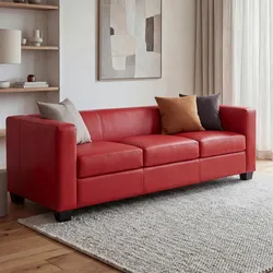 3er Sofa Lille ~ Leder, rot