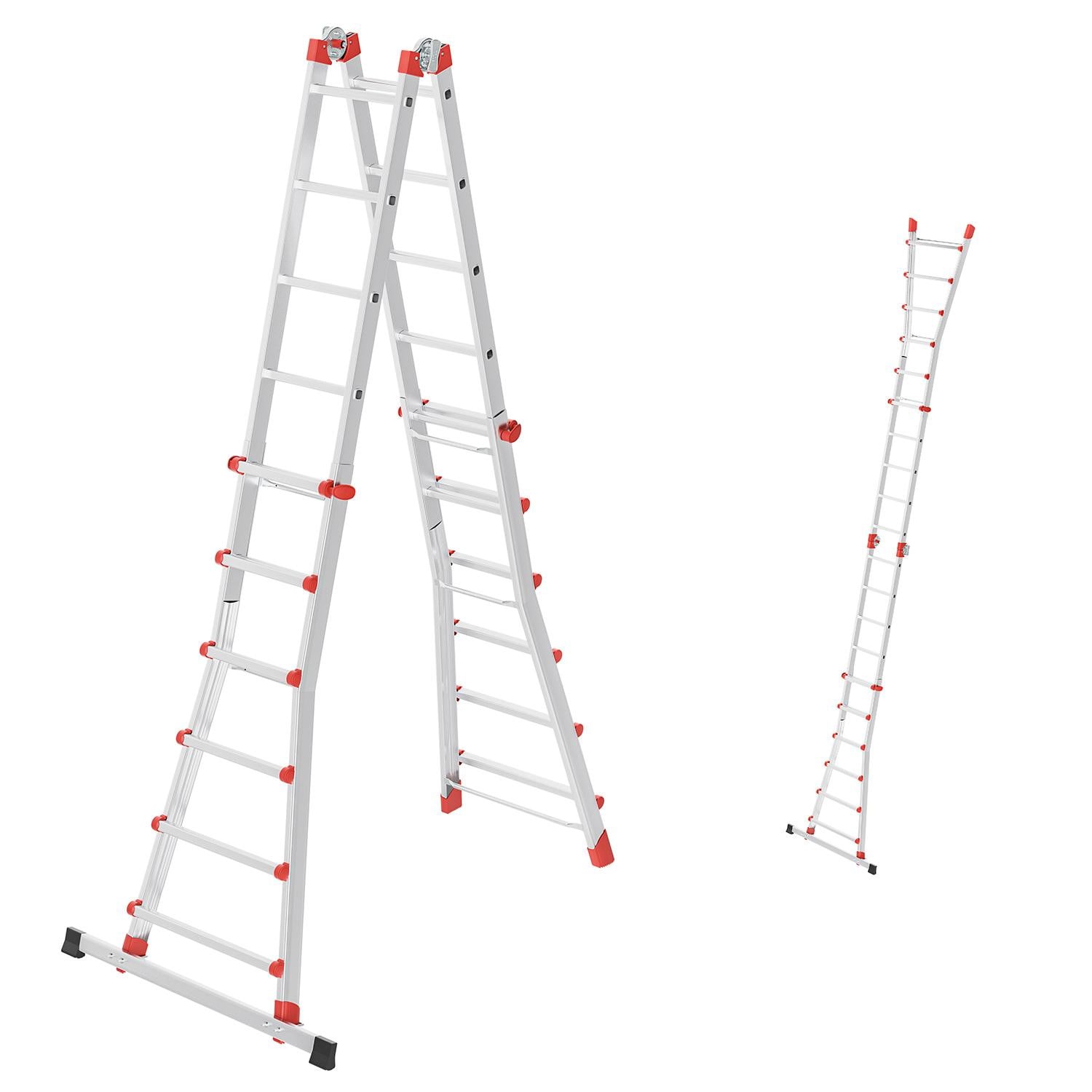 Hailo M80 aluminium multifunctionele ladder met 4 x 6 treden, verstelbaar, zilver