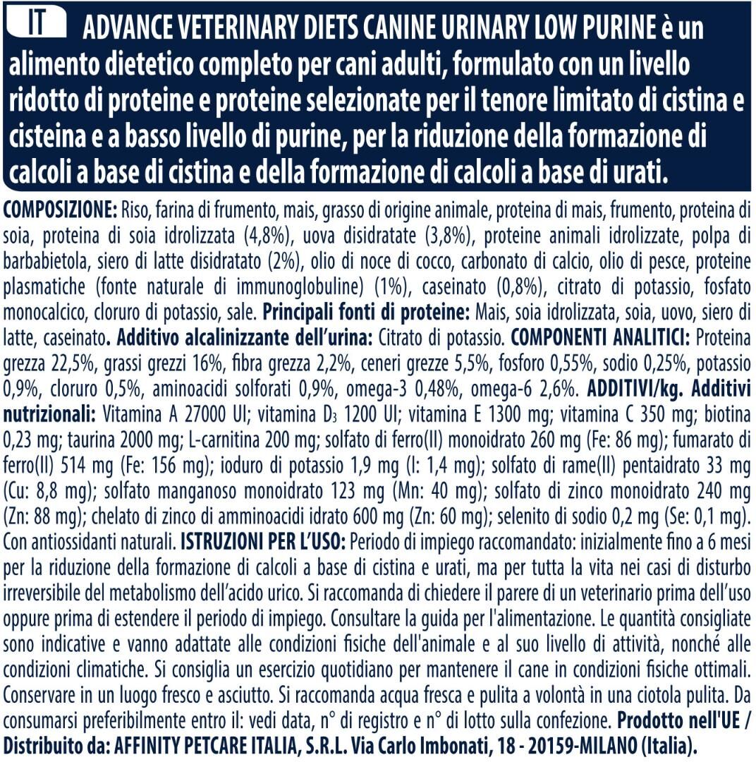 Advance Veterinary Diets Dog Adult Urinary Low Purine 12KG