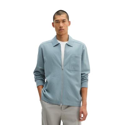 Cardigan MARC O'POLO "in kompakter Boiled Wool Optik", Herren, Gr. M, cracked ice, Obermaterial: 88% Schurwolle, 12% Polyamid, unifarben, regular fit, Manschette, Strickjacken
