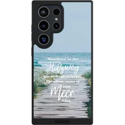Nivocase Handyhülle für Samsung Galaxy S24 Ultra Hülle NIVOpure Case Schwarz Statement Strand Spruch (Samsung Galaxy S24 Ultra), Smartphone Hülle, Schwarz