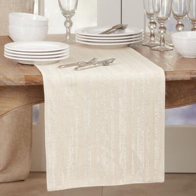 Saro Lifestyle Dining Table Runner With Shimmer Line Design