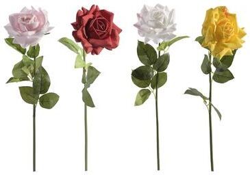 IH Casa Decor Artificial Real Touch Open Rose With Long Stem Asstd - Set of 8