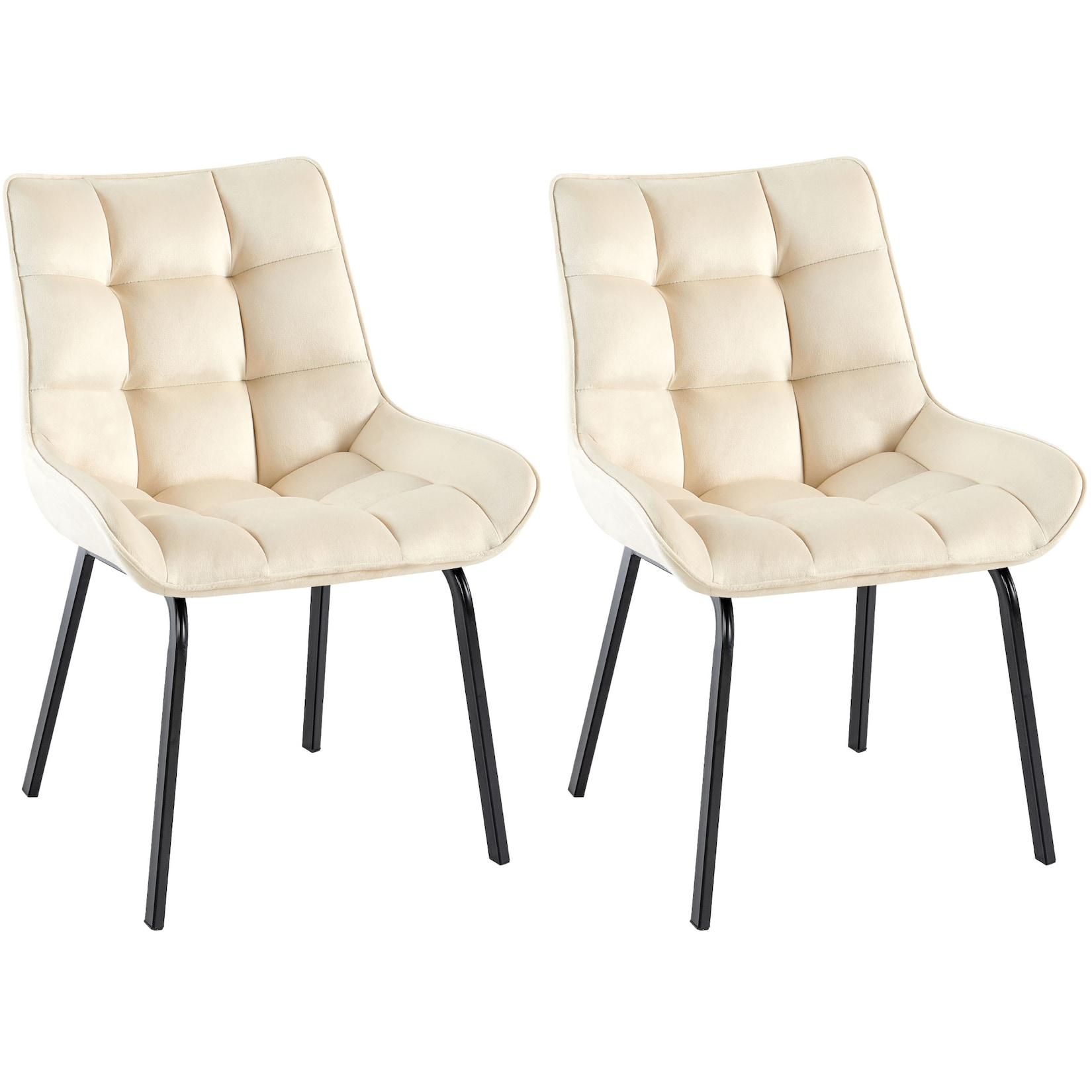 CLP 2er Set Stuhl Saranda Samt - Farbe: creme, Material: Samt