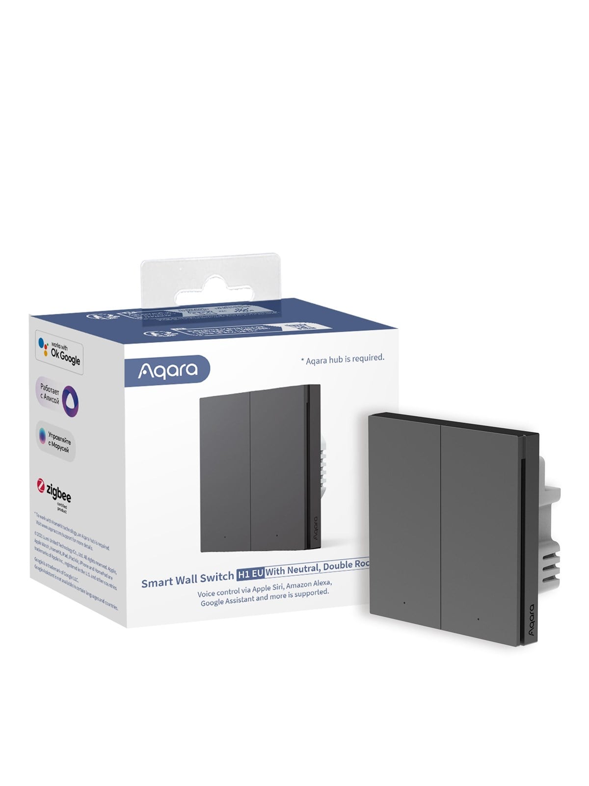 Aqara Smart Wall Switch H1 Double- Grey (With Neutral)