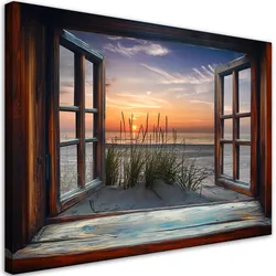 WANDBILD blick aus einem fenster meer strand natur